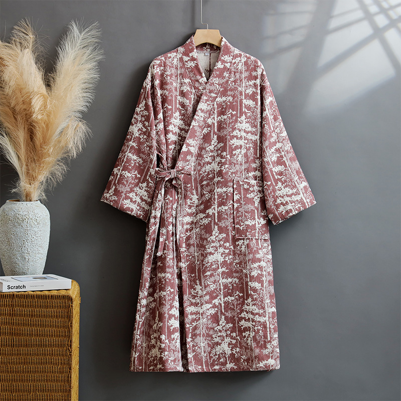 Kimono Yukata Cotton - Дышащий японский женский халат-кимоно из 100%