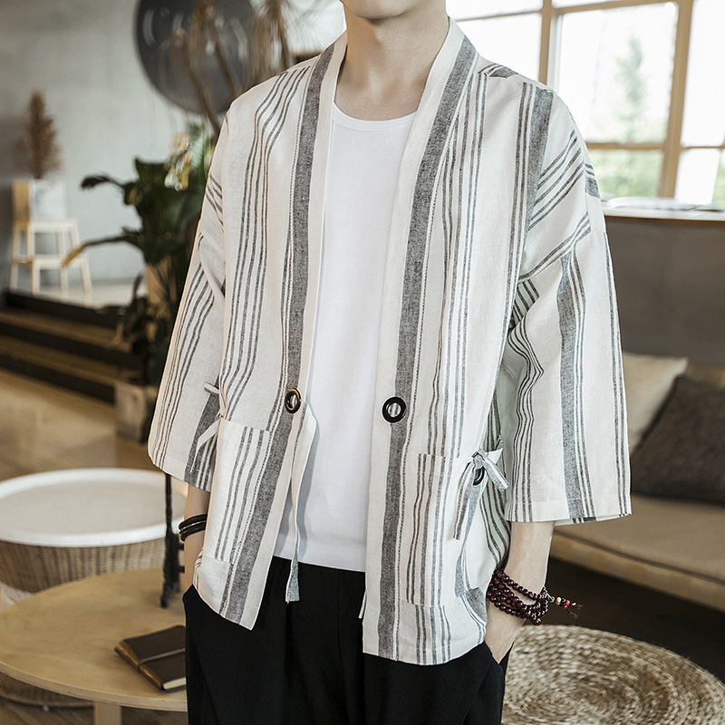 Мужской кардиган в полоску, ст – обзор и цена Kimono Yukata Cotton