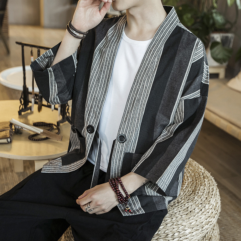 Мужской кардиган в полоску, ст – обзор и цена Kimono Yukata Cotton