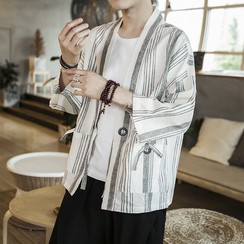 Мужской кардиган в полоску, ст – обзор и цена Kimono Yukata Cotton
