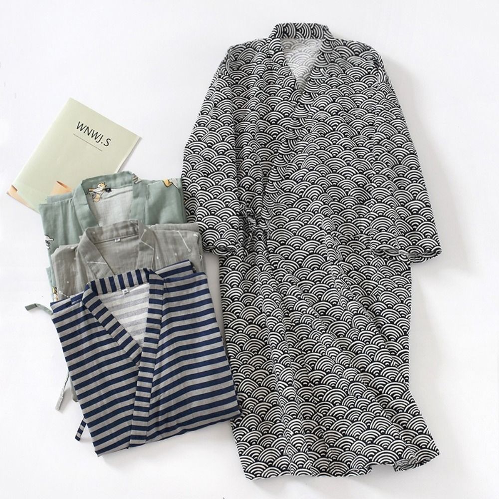 Мужской халат-кимоно с V-образ – обзор и цена Kimono Yukata Cotton